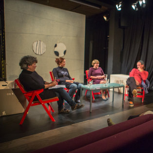 Public rehersal and conversation about the performance The Naughty Pigs <em>Photo: Boštjan Lah</em>
