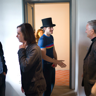 Prof. Jurij Kobe and Rok Žnidaršič received the Plečnik Award for the Puppet Theatre of Maribor - Press Conference <em>Photo: Boštjan Lah</em>